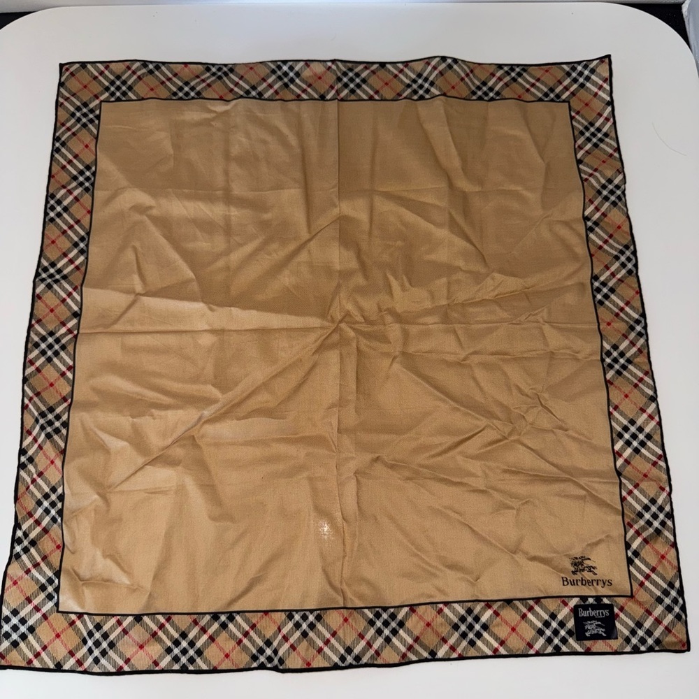 Burberry Tan and Black Plaid Hair Scarf